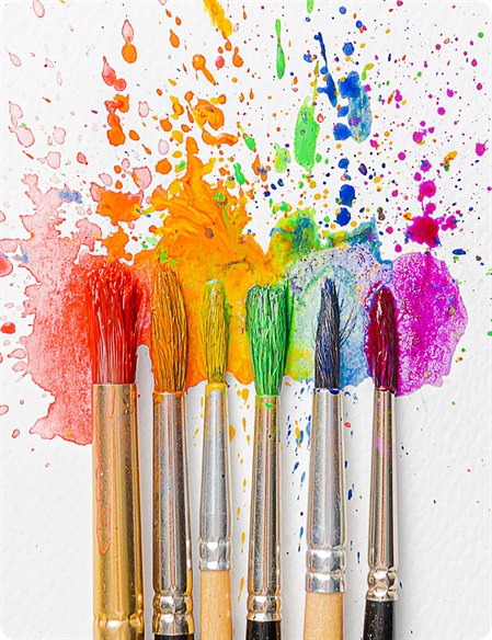 Paint Brushes with Bright Colors